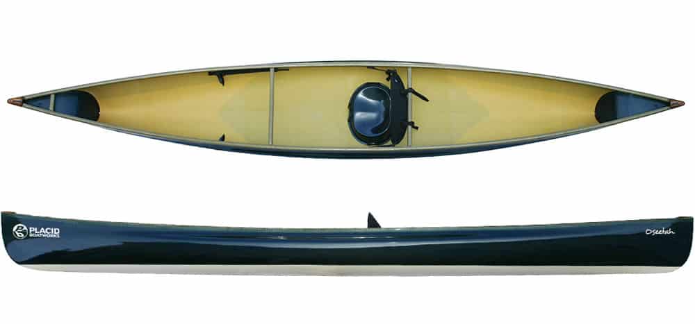 Placid Boatworks Oseetah lightweight pack canoe top and side view