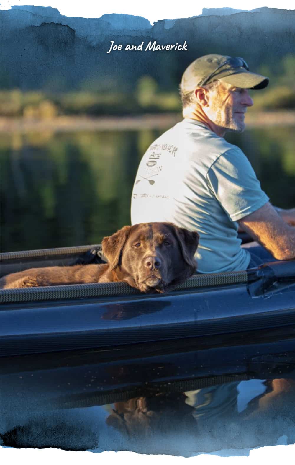 man and dog in Placid Boatworks lightweight pack canoe