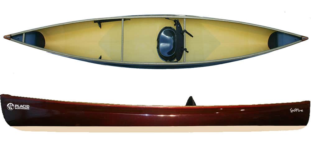 Placid Boatworks SpitFire lightweight pack canoe top and side view