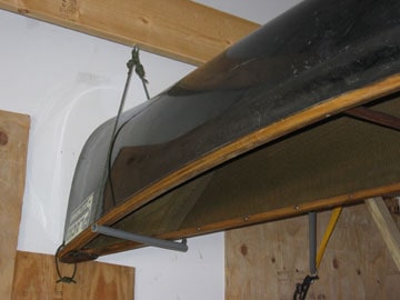 rafters (hanging) mount for storing wall mount for storing Placid Boatworks lightweight pack canoe